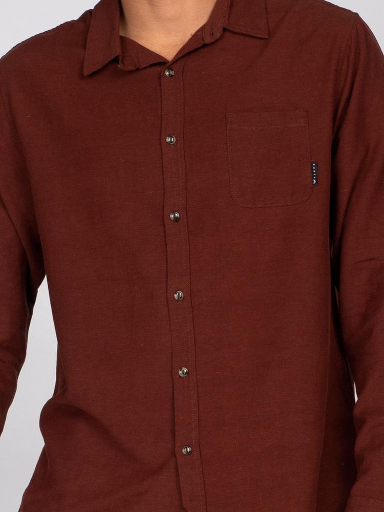 RUSTY RUSTY OVERTONE LONG SLEEVE LINEN SHIRT Langarmhemd Herren - Russet Red - 4 | SportScheck
