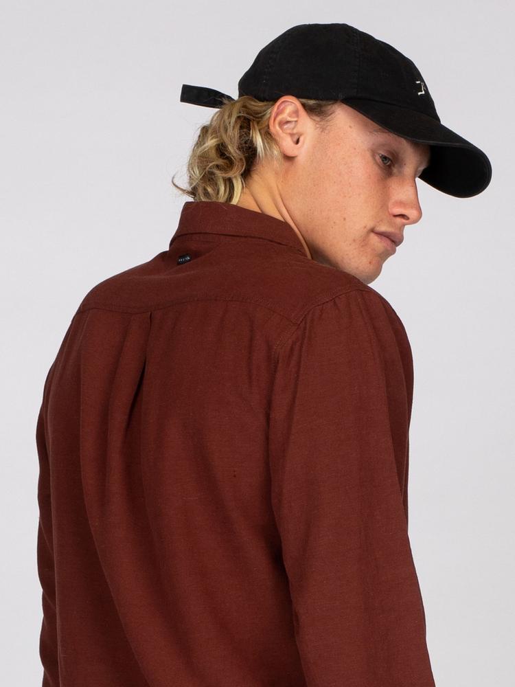 RUSTY RUSTY OVERTONE LONG SLEEVE LINEN SHIRT Langarmhemd Herren - Russet Red - 5 | SportScheck