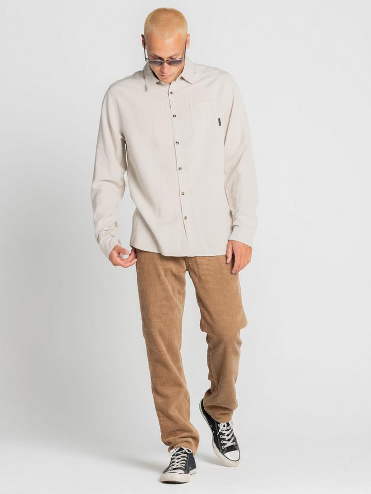 RUSTY RUSTY OVERTONE LONG SLEEVE LINEN SHIRT Langarmhemd Herren - Pumice Stone - 2 | SportScheck
