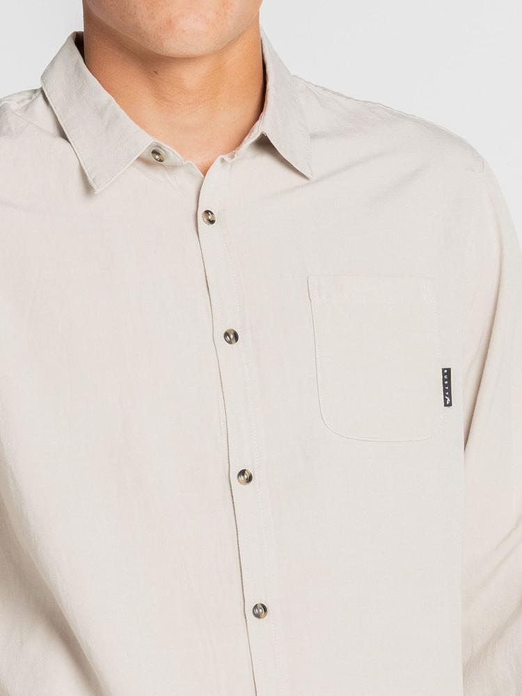 RUSTY RUSTY OVERTONE LONG SLEEVE LINEN SHIRT Langarmhemd Herren - Pumice Stone - 4 | SportScheck