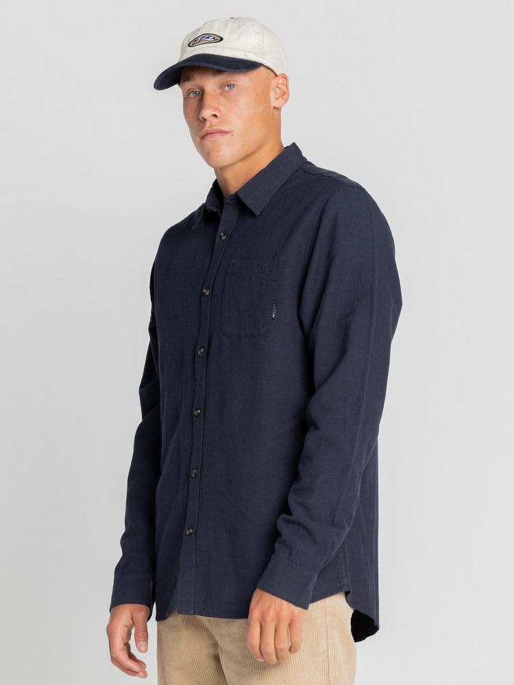 RUSTY RUSTY OVERTONE LONG SLEEVE LINEN SHIRT Langarmhemd Herren - Navy Blue - 3 | SportScheck