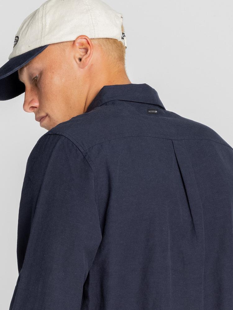 RUSTY RUSTY OVERTONE LONG SLEEVE LINEN SHIRT Langarmhemd Herren - Navy Blue - 5 | SportScheck