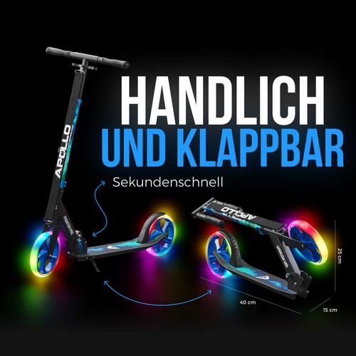 Rückansicht von Apollo Phantom Pro LED Universe Scooter universe-blau