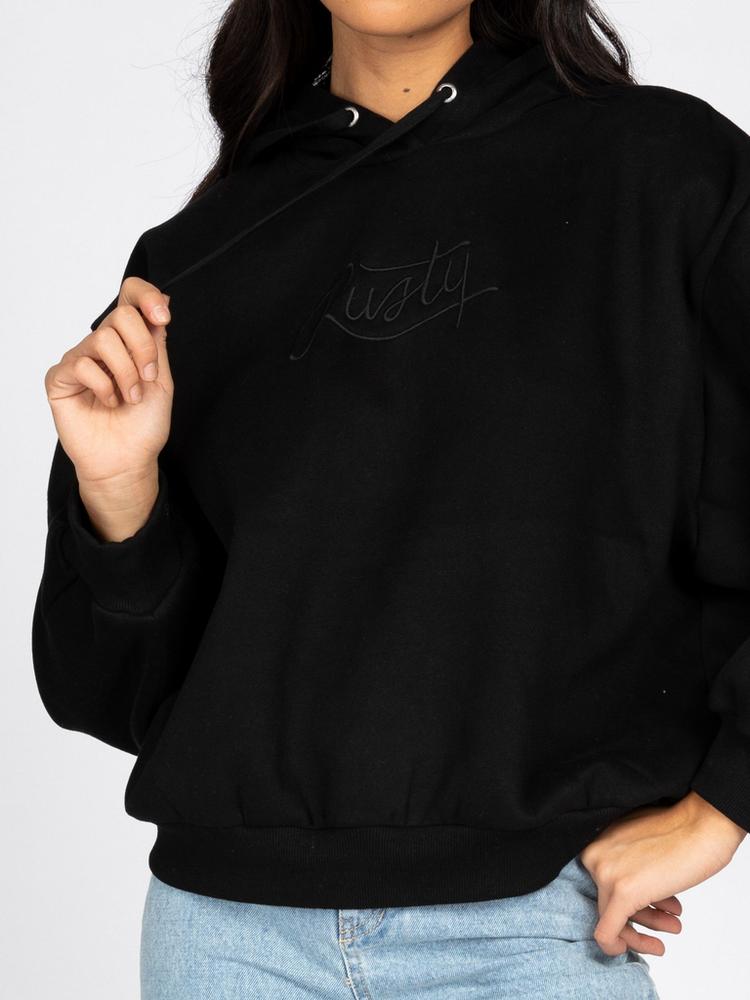 RUSTY RUSTY RUSTY SCRIPT OVERSIZE HOODED FLEECE Hoodie Damen - Black - 5 | SportScheck