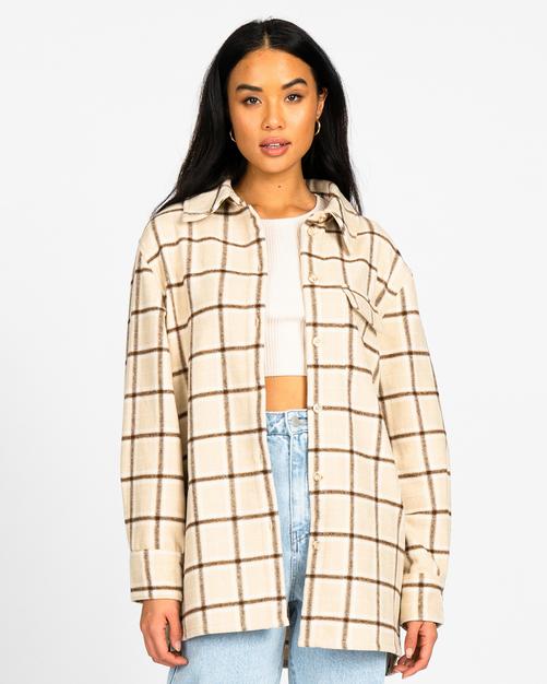 Rückansicht von RUSTY PAIGE PLAID SHIRT Oversize Shirt Damen Light Fennel