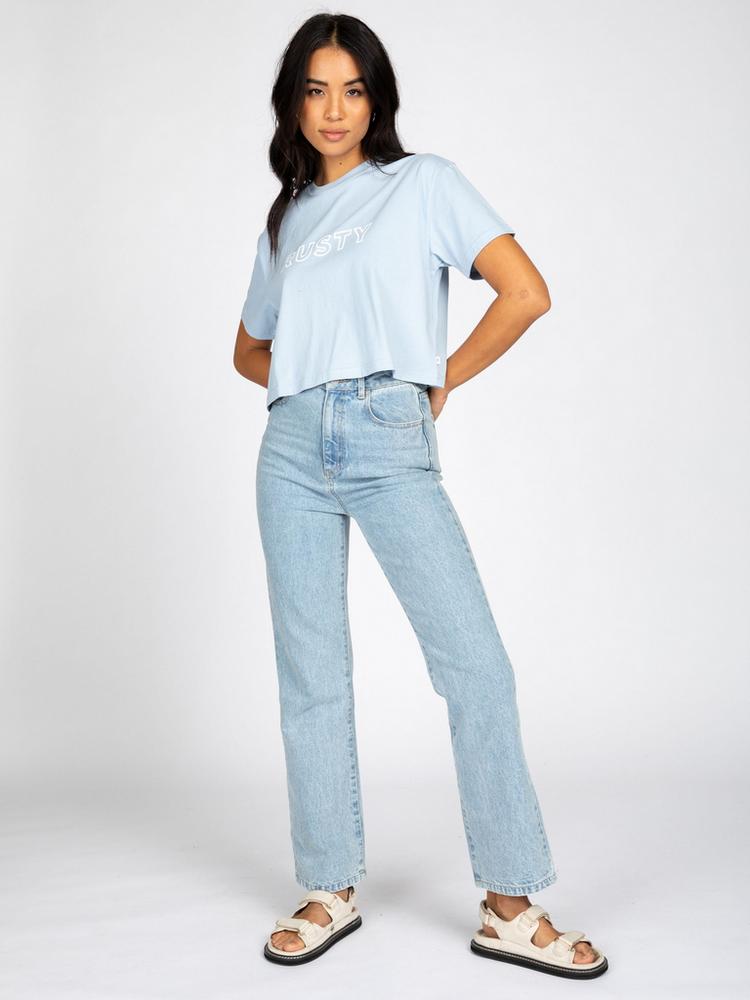 RUSTY RUSTY RUSTY KEY LINE EASY FIT CROP TEE T-Shirt Damen - Sea Ice - 2 | SportScheck