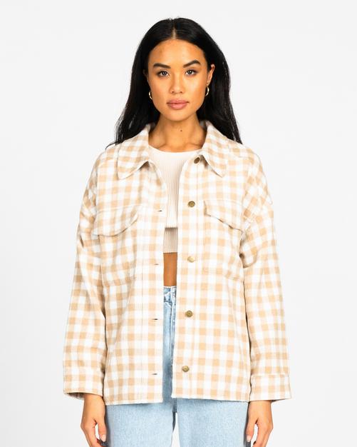 Rückansicht von RUSTY CHECKED OUT OVERSIZED SHIRT Oversize Shirt Damen Light Fennel