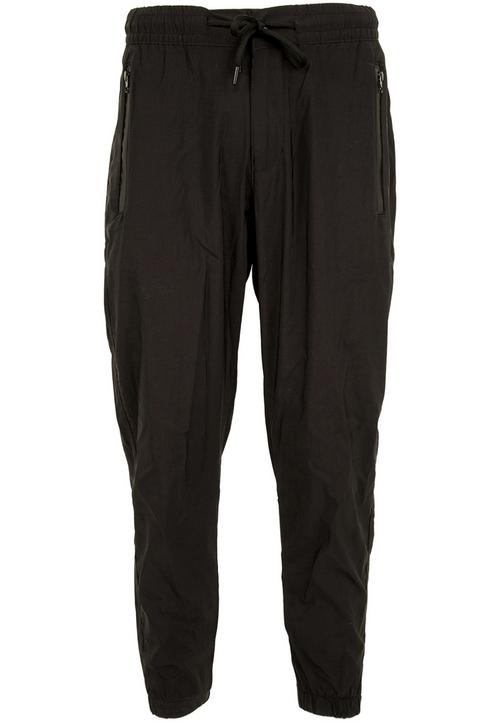 Rückansicht von Tom Barron mit elastischen Bündchen Freizeithose Herren black