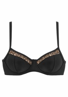 Lascana Bügel-Bikini-Top Bikini Oberteil Damen schwarz-leo