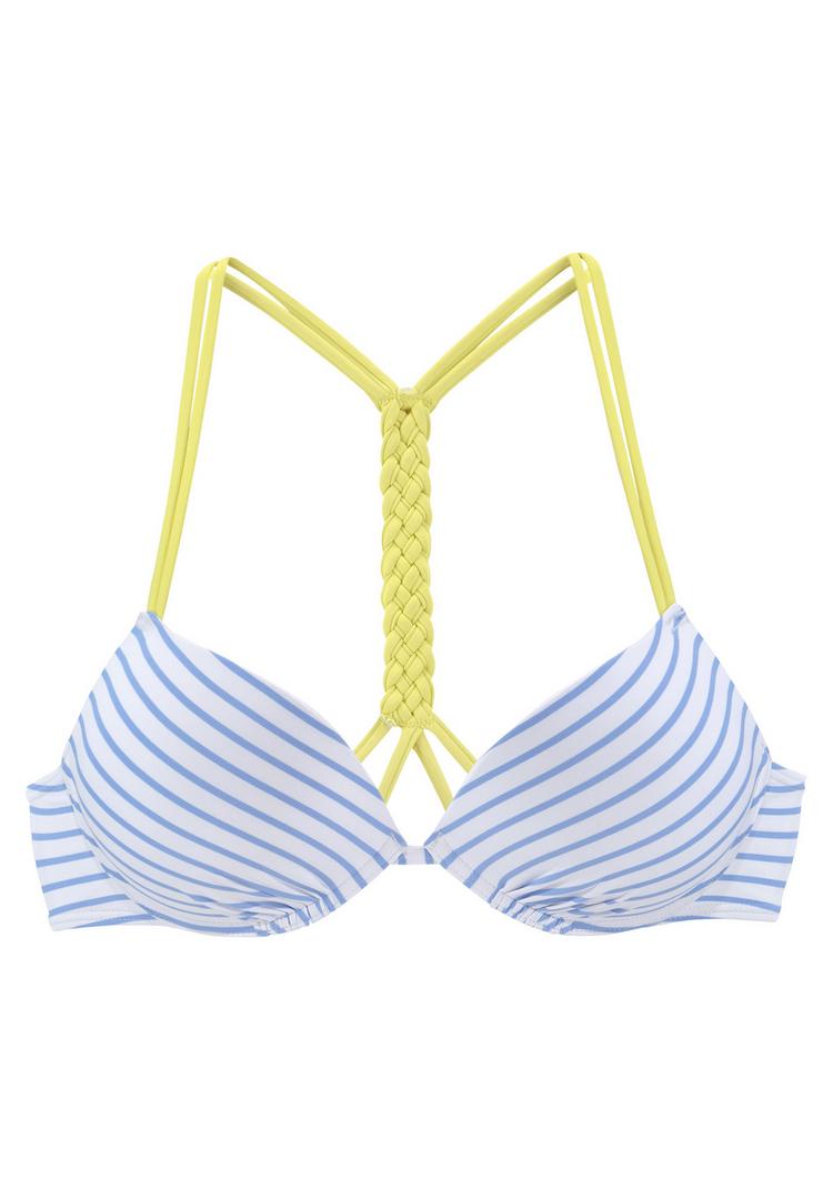 VENICE BEACH VENICE BEACH Push-Up-Bikini-Top Bikini Oberteil Damen - schwarz-wei&szlig;-limette - 0 | SportScheck