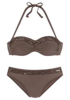 BRUNO BANANI Bügel-Bandeau-Bikini Bikini Set Damen coffee