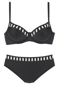 Lascana B&uuml;gel-Bikini Bikini Set Damen - schwarz-wei&szlig;-goldfarben