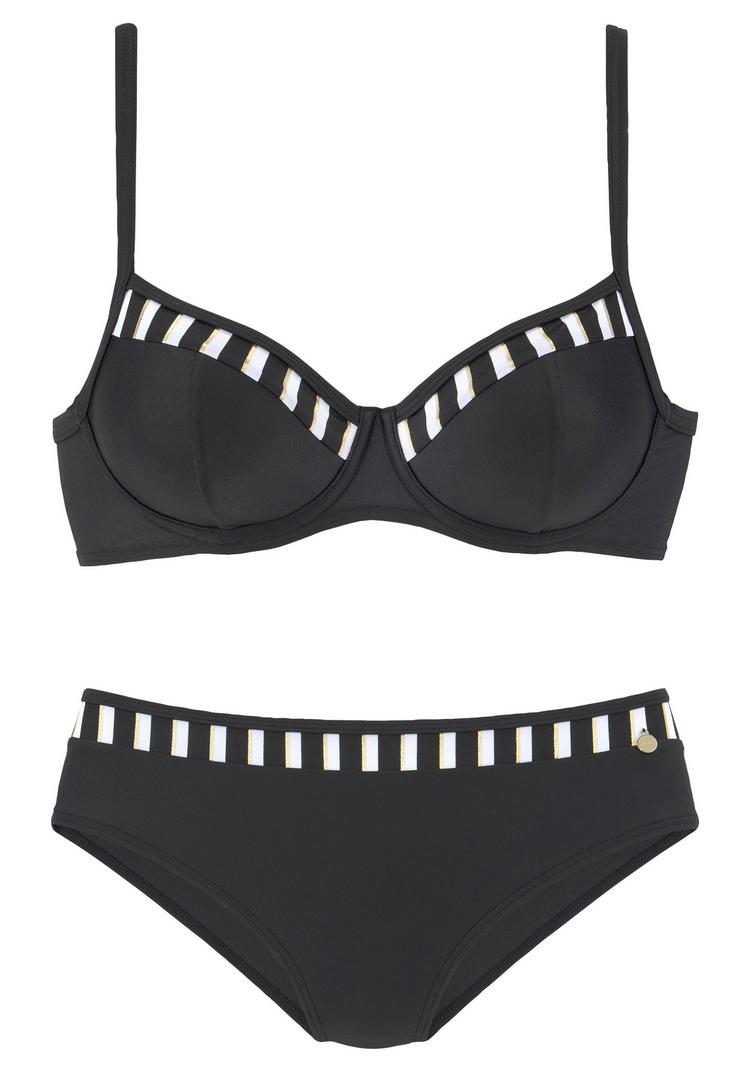 Lascana Lascana B&uuml;gel-Bikini Bikini Set Damen - schwarz-wei&szlig;-goldfarben - 0 | SportScheck