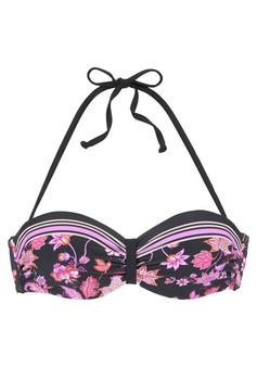 Lascana Bügel-Bandeau-Bikini-Top Bikini Oberteil Damen schwarz-pink