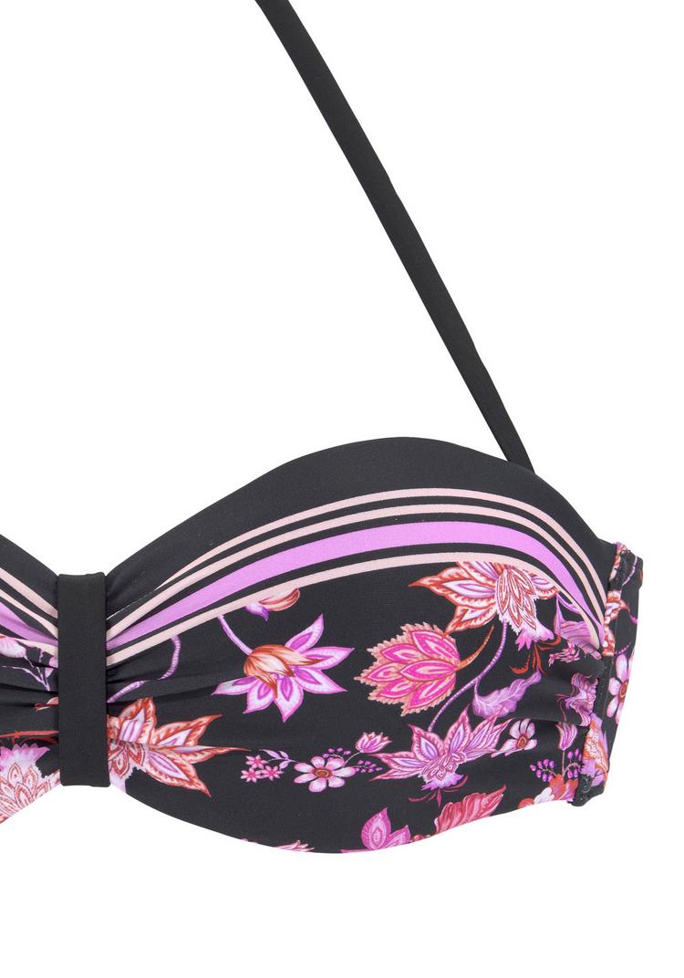 Lascana Lascana B&uuml;gel-Bandeau-Bikini-Top Bikini Oberteil Damen - schwarz-pink - 1 | SportScheck