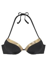 Lascana Push-Up-Bikini-Top Bikini Oberteil Damen - schwarz-goldfarben