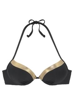 Lascana Push-Up-Bikini-Top Bikini Oberteil Damen schwarz-goldfarben