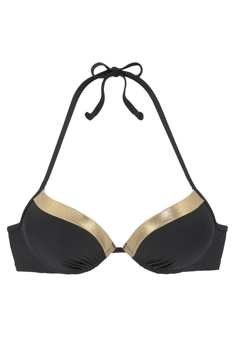 Lascana Lascana Push-Up-Bikini-Top Bikini Oberteil Damen - schwarz-goldfarben - 0 | SportScheck