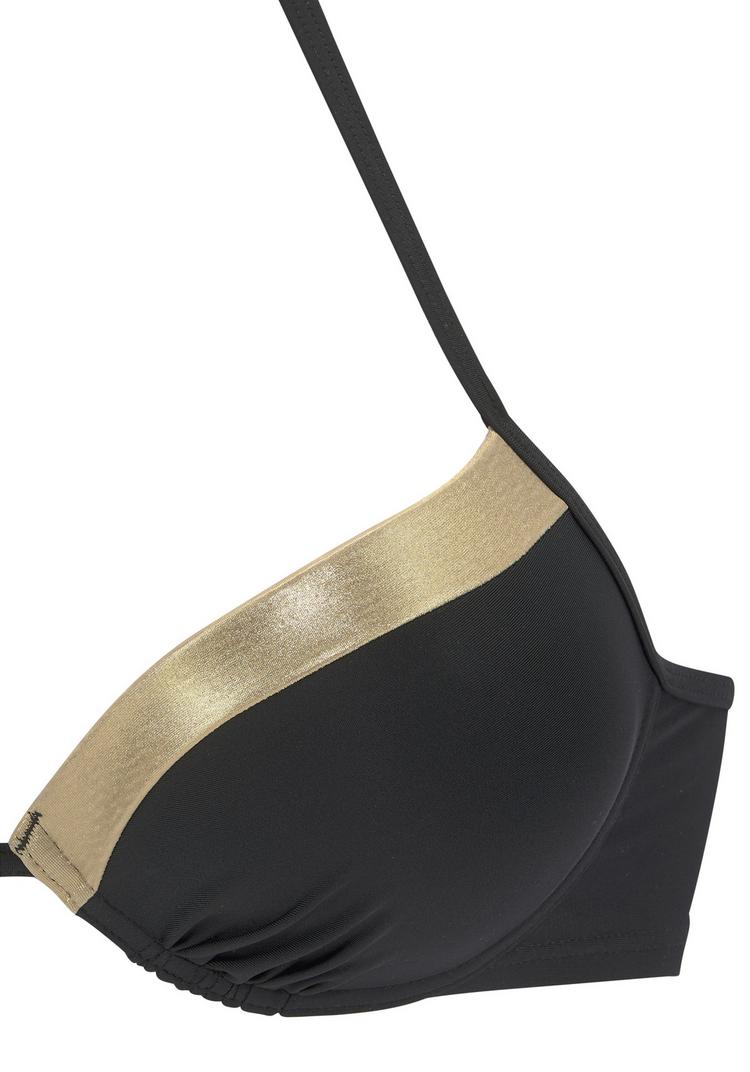 Lascana Lascana Push-Up-Bikini-Top Bikini Oberteil Damen - schwarz-goldfarben - 0 | SportScheck