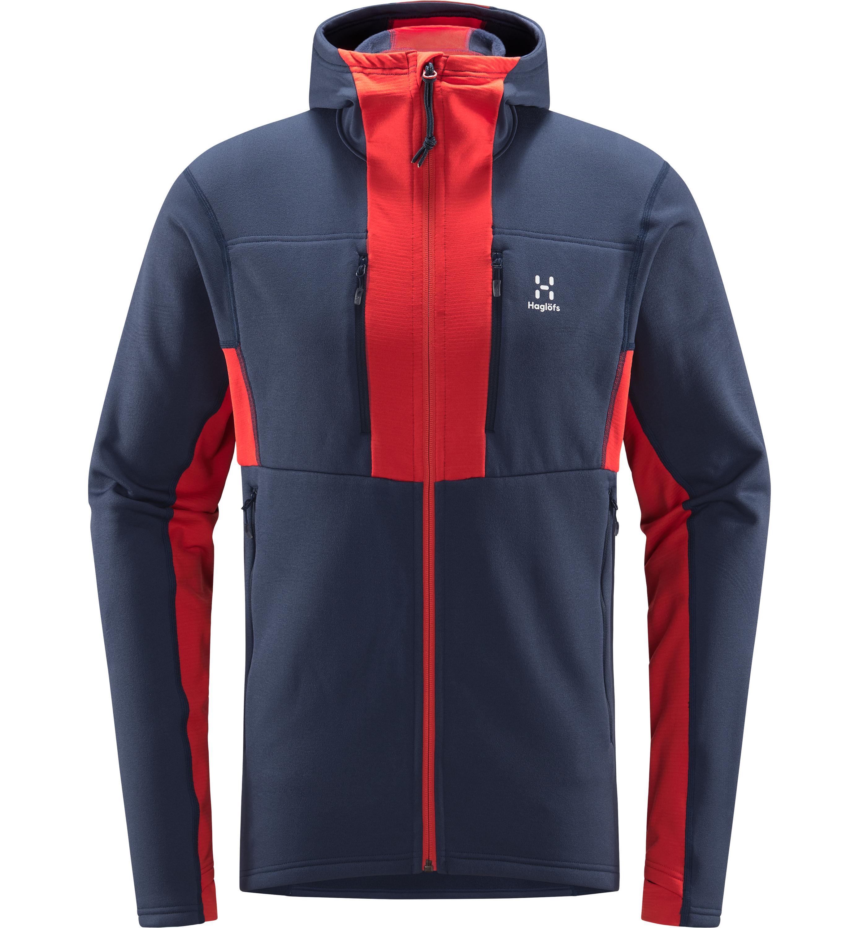 Haglöfs Roc Nordic Mid Hood Fleecejacke Herren Tarn Blue/Zenith Red