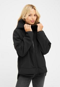 Rückansicht von Derbe Peutby Softshelljacke Damen schwarz