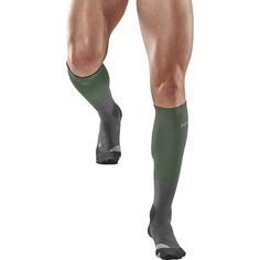 Rückansicht von CEP Hiking Merino Compression Socks Tall Laufsocken Herren green/gray