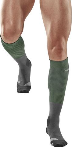 Rückansicht von CEP Hiking Merino Compression Socks Tall Laufsocken Herren green/gray