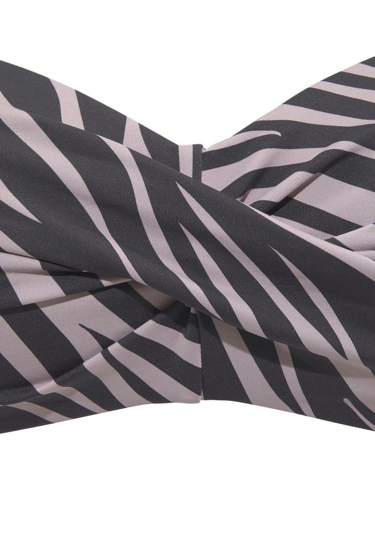 Lascana Lascana Bandeau-Bikini-Top Bikini Oberteil Damen - schwarz-bedruckt - 1 | SportScheck