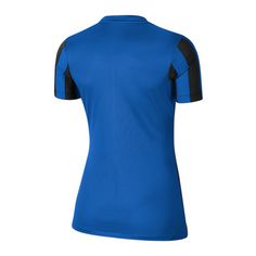 Rückansicht von Nike Division IV Striped Trikot kurzarm Damen Fußballtrikot Damen blauschwarzweiss