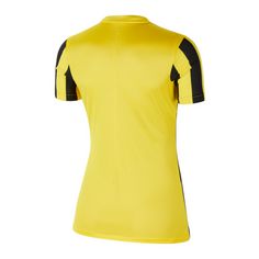 Rückansicht von Nike Division IV Striped Trikot kurzarm Damen Fußballtrikot Damen gelbschwarzweiss