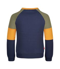 Rückansicht von Trollkids Trollfjord Sweatshirt Kinder Mystisch-Blau/Goldgelb/Moosgrün