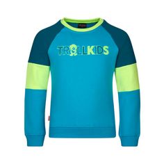 Trollkids Trollfjord Sweatshirt Kinder Vivid-Blau/Limette/Dunkelblau