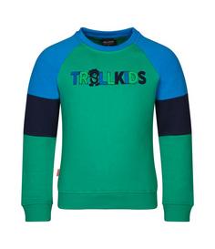 Trollkids Trollfjord Sweatshirt Kinder Pfeffergrün/Marineblau/Hellblau