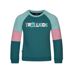 Trollkids Trollfjord Sweatshirt Kinder Blaugrün/Violett/Wasserblau