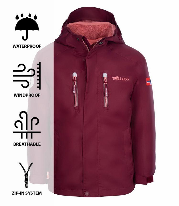 Trollkids Trollkids Lofoten Doppeljacke Kinder - Kastanienrot/Antikrosa - 0 | SportScheck