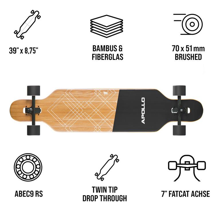 Apollo Apollo Black Bali Power Slide Longboard - schwarz-wei&szlig; - 4 | SportScheck