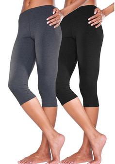 Rückansicht von Vivance active Caprileggings Tights Damen anthrazit schwarz