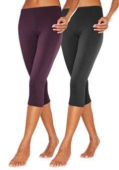 Rückansicht von Vivance active Caprileggings Tights Damen beere schwarz