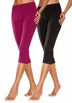 Rückansicht von Vivance active Caprileggings Tights Damen himbeere schwarz