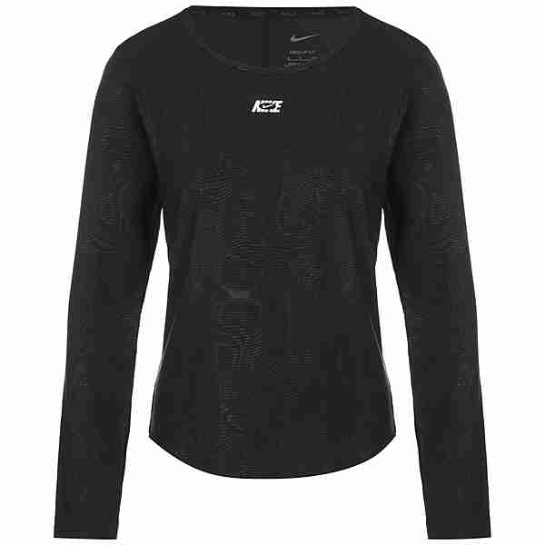 Nike W NK DF IC ONE LX LS TOP CEAOP Langarmshirt Damen schwarz / weiß