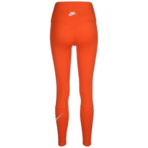 Rückansicht von Nike One Dri-Fit HR Tights Damen orange / silber