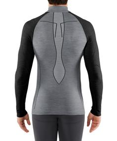 Rückansicht von Falke Merino Langarmshirt Langarmshirt Herren black grey mel. (3118)