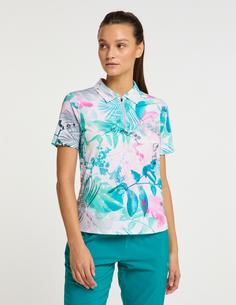 Rückansicht von JOY sportswear EDDA Poloshirt Damen tropical green print