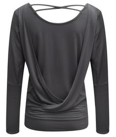 Rückansicht von YOGISTAR Longshirt Damen grau