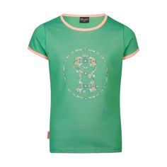 Trollkids Flower Troll T-Shirt Kinder Blattgrün/Koralle