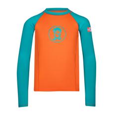 Trollkids Kvalvika Longshirt Kinder Hellorange/Blaugrün