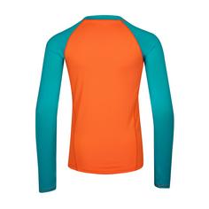 Rückansicht von Trollkids Kvalvika Longshirt Kinder Hellorange/Blaugrün