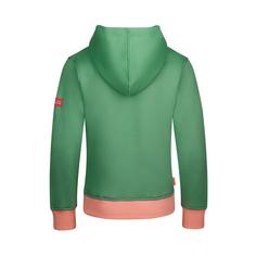 Rückansicht von Trollkids Troll Hoodie Kinder Blattgrün/Koralle