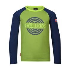 Trollkids Preikestolen Longshirt Kinder Kiwigr&uuml;n/Mystikblau