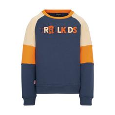Trollkids Trollfjord Sweatshirt Kinder Mystikblau/Sandbeige/Hellorange